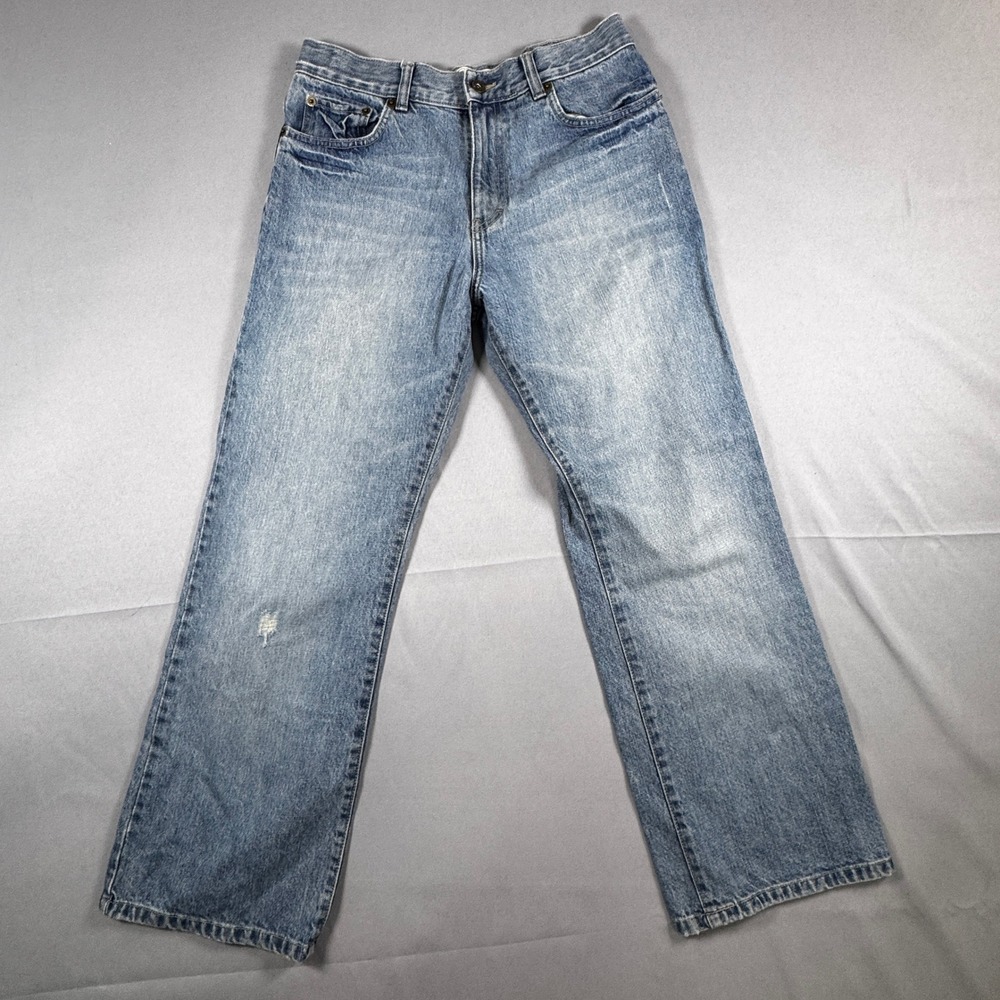 Urban Up Pipeline Boys Medium Wash Straight Leg Denim Jeans Distressed Size 14